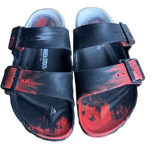 Birkenstock Arizona Marble EVA Sandals Size 38 Red Black White Lightweight Shoes